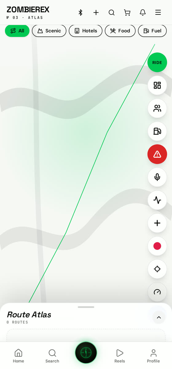 ZOMBIEREX live group ride map with rider positions